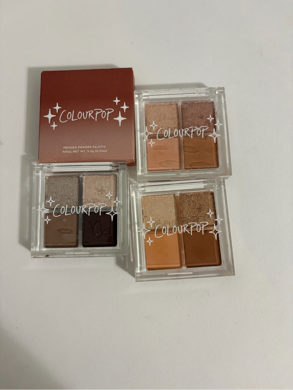 ColourPop Neutral Eyeshadow Quad Set - Warm Brown & Taupe Shades Bundle